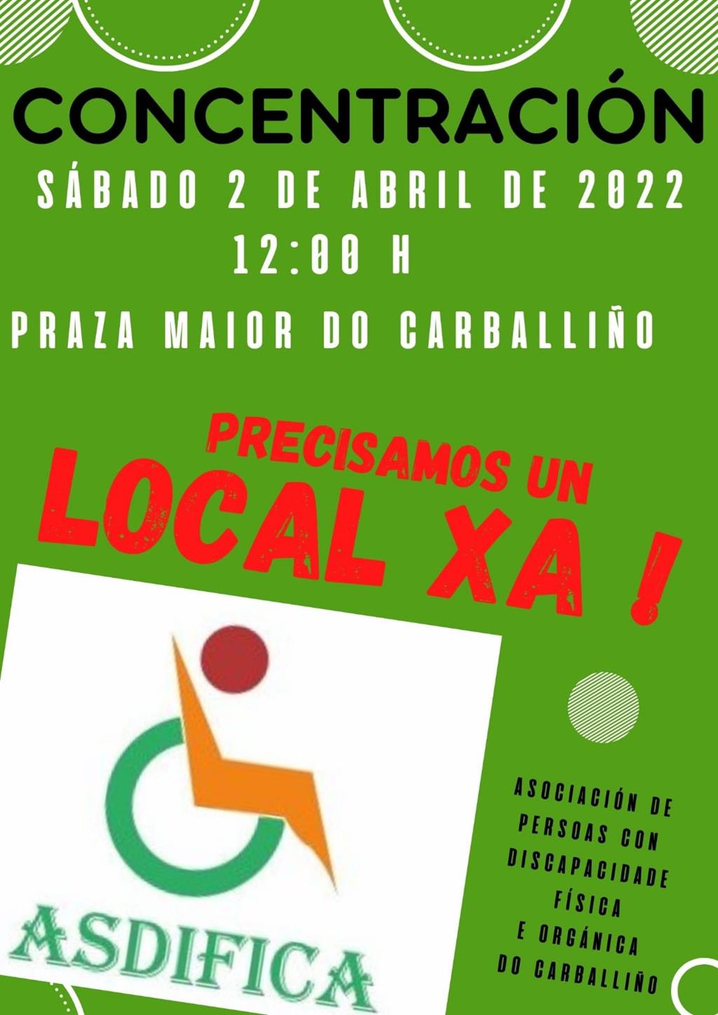 A asociación ASDIFICA organiza unha concentración para reclamar un local no que poder ofrecer os seus servizos